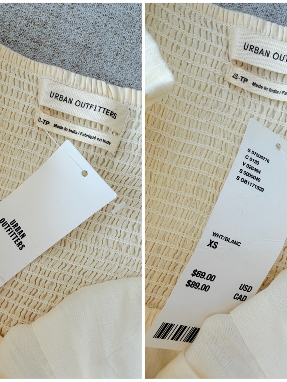 ☁️ Urban Outfitters Festival Square Neck Ruffle Mini Dress Ivory White XS - Picture 13 of 13